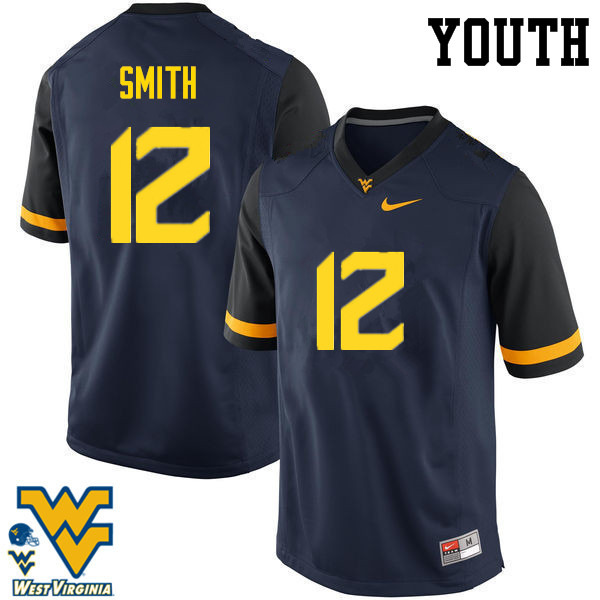 NCAA Youth Geno Smith West Virginia Mountaineers Navy #12 Nike Stitched Football College Authentic Jersey KO23L06UL